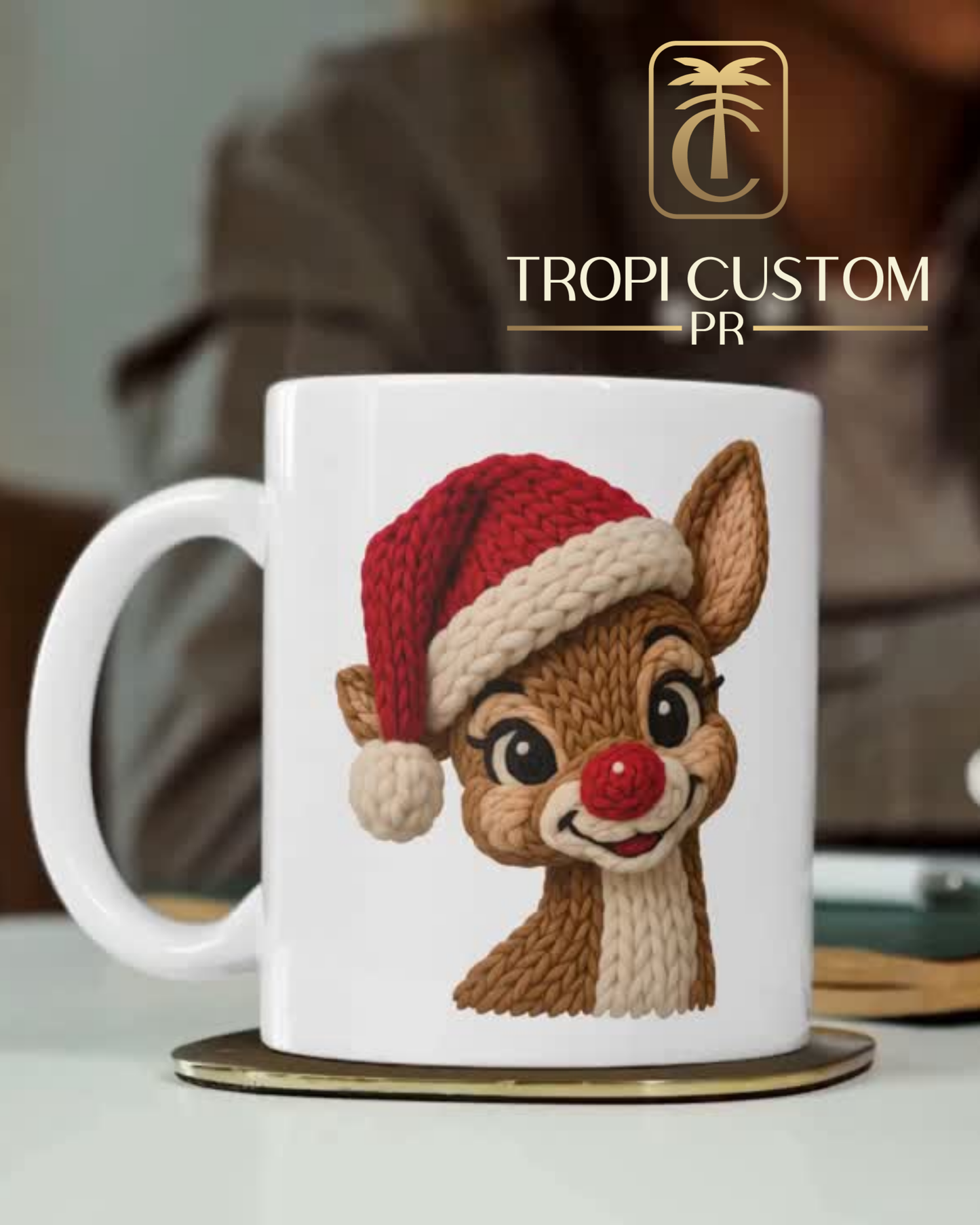 Reindeer Crochet Mug